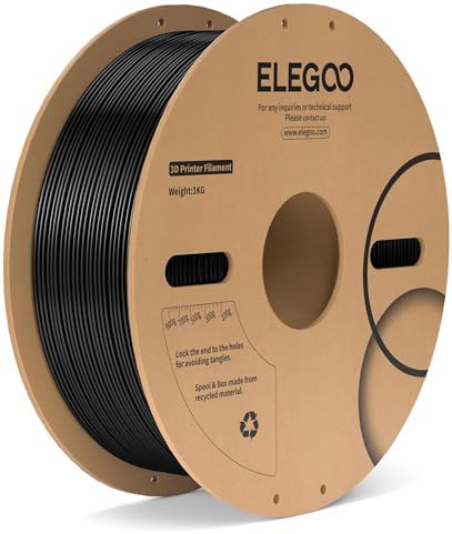 ELEGOO PC Filament 1.75mm Black 1KG, Tough and Durable Professional 3D Printer Filament Dimensional Accuracy +/- 0.05mm 1KG Spool Heat Resistant 3D Printing Polycarbonate Material