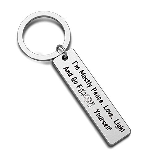 G-Ahora Porte-clés avec inscription « I Am Mostly Peace Love and Light Go F Yourself » (Peace Love Light KR) Cover