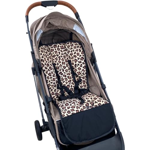 Image of Baby Stroller Cushion Soft Printed Stroller Seat Liner-Reversible Universal Breathable for Baby Carrier Pram Infant Car Seat Insert-78x40cm,1 Pack (Leopard Print)