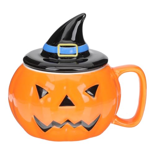 Luxshiny Linda Taza De Calabaza Con Tapa Taza De CeráMica Halloween Ideal Para Café Leche Y Sopa Perfecta Para Fiestas De OtoñO Y Celebraciones