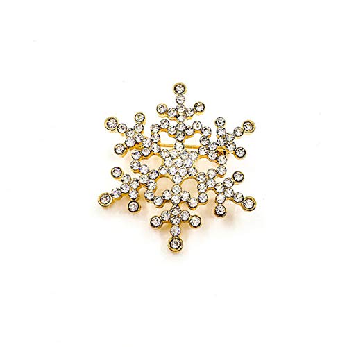 Preisvergleich Produktbild PPX österreichischen Kristall Schneeflocke Blume elegant Braut Brosche Klar Glitzernden Kristallrhinestone Brauthochzeits Strauß Silber Blume Brosche Pin (Gold)