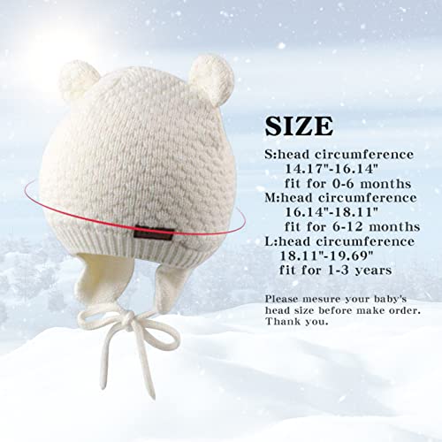 Bamery Baby Crochet Hat Infant Cute Bear Ear Beanie Toddler Boys Girls Earflap Hats For Fall Winter Warm Cap (Bear White, 0-6M) #TOP5