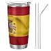 Oarencol Spagna Waving Flag Espana - Tazza da caffè con coperchio e cannuccia in acciaio inox isolata sotto vuoto