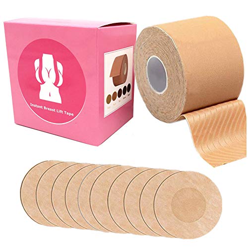 Boobs Tape - Breast Lift Tape 2" x 16" and 5 Pair Disposable