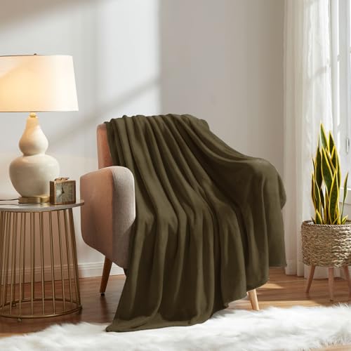 KMUSET Fleece Blanket Dark Brown Lightweight Super Soft Cozy Fuzzy Bed Blankets Microfiber Factory Shop