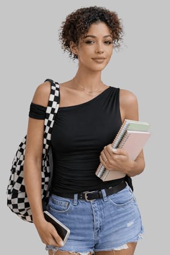 Image of London Hills Off Shoulder Tshirt for Women | Off Shoulder Top for Women Stylish | Concert Tops for Womens | Tops for Women Western | Tops for Woman | Women T-Shirts | Women's One Shoulder Top