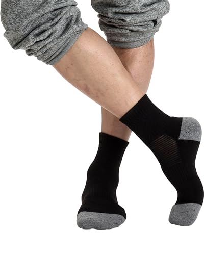 Image of Pro Mountain Wide Toe Box For Health Cotton Compression Ankle Socks Athletic Hiking Mesh Quarter Length No Logo