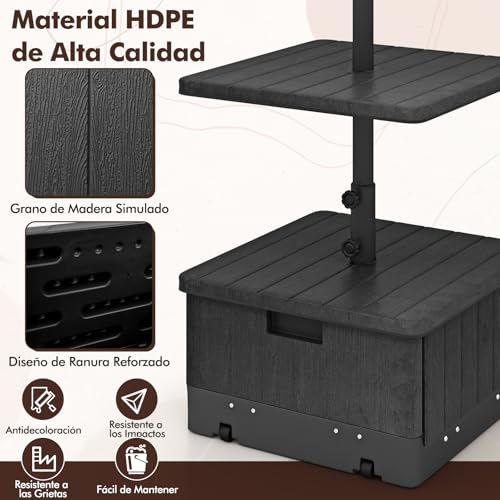 Base de sombrilla con ruedas rellenable GOPLUS soporte para poste 38mm 48mm 3