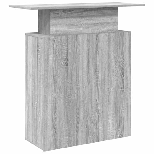 Mesita de recepción gris Sonoma 100x40x104 cm con mostrador y almacenaje para oficina 8