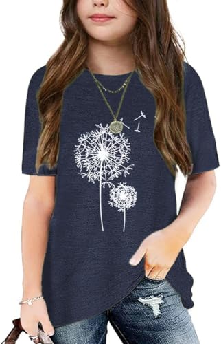 Image of Graphic Tees for Girls Kids Summer Tops Crewneck Short Sleeve T Shirt 5-14 Years