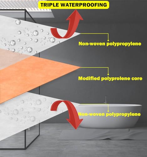 image for FQXESMHG Waterproof Membrane for Shower 5 in x 83 ft / 33.6 SQ FT Wate