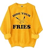 Photo Gallery felpa con cappuccio hide your fries, hide your vintage fries, stampa grafica classica da donna e uomo, giallo, l Photo Gallery felpa con cappuccio hide your fries, hide your vintage fries, stampa grafica classica da donna e uomo, giallo, l