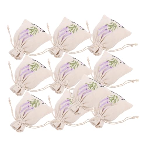 TOVINANNA 10pcs Embroidered Lavender Sachet Bags Cotton Canvas Drawstring Pouches for Jewelry Storage Packaging and Home Fragrance Versatile