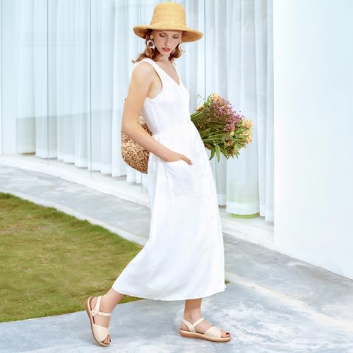 Ablanczoom Dressy Flat Womens Sandals: Comfortable Ankle Strap Summer Beach Non Slip Walking Shoes for Causal Vacation Travel Work2