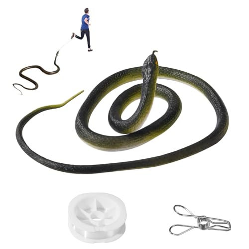 ANABIUP Fake Snake, Rubber Snake Prank with String and Clip, Realistic Rubber Snake Prank for Playing Jokes