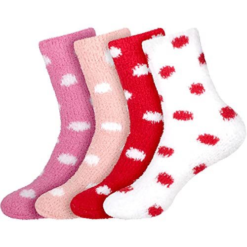 Image of BambooMN Women's Super Soft Fuzzy Socks, Polka Dot, Gradient, Snowflake, Featherlight Cuff - Assorted Colors