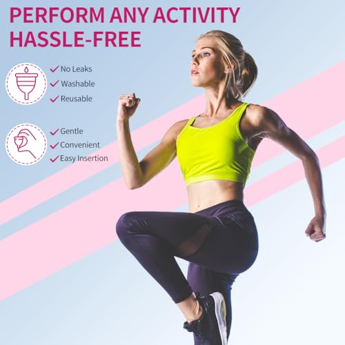 ACWOO Menstruationstasse, Menstrual Cup Medizinisches Silikon, Mestruationscup Periodentasse, Period Merula Cup 2 Größe für Normale Oder Starke Blutung（Rosa）