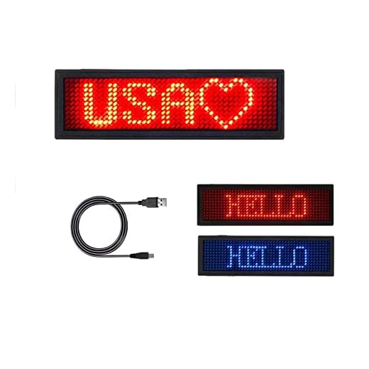 LED Name Sign for Business 44 x 11 Pixels and USB Programming Digital Display, Rechargeable LED Card Screen for Bar Hotel Party Supermarket School and Restaurant - LED Name Badge