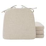 Chair Cushions for Dining Chairs, 2" Thick Seat Cushions for Kitchen Chairs, D-Shaped Chair Pads with Washable Cover, Ties and Non Slip Backing, 17'' x 16'', Set of 4, Beige