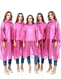 TONDAZHIYO rain ponchos for adults men women（5 Pack） Family Portable EVA Raincoat with Hood Reusable (pink)