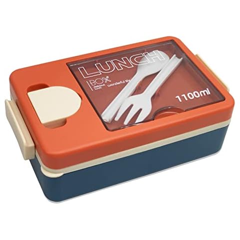 Kisstta Brotdose Kinder mit 3 Fächern, 1100Ml Japanisch Bento Box für Erwachsene, Auslaufsicher Bento Lunchbox mit Utensilien und Saucenbehälter Cover