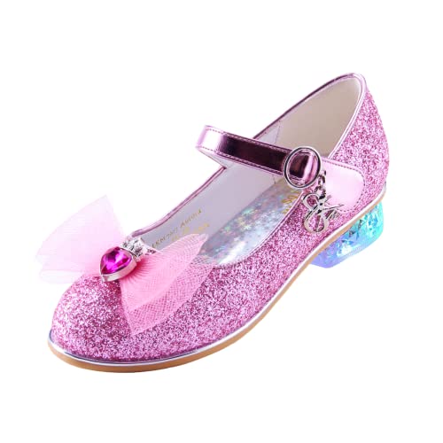 EIGHT KM Mädchen High Heel Kleid Schuhe Mary Jane Princessin Hochzeit Pumps Schuhe EKM7077 Leuchten Glitzerndes Aurora Pink Größe EU 31 Cover
