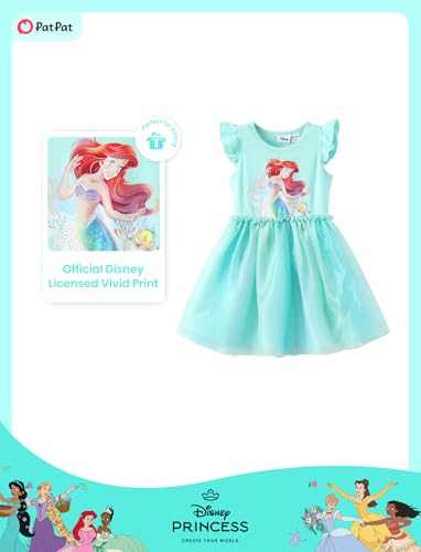 Image of Disney Princess Frozen Elsa Minnie Stitch Toddler Girl Tulle Tutu Dress Ruffle Sleeve Mesh Summer Birthday Party Clothes 2-9Y