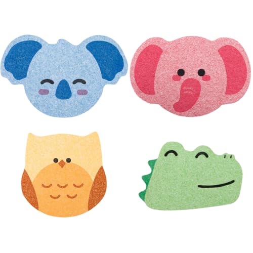 WUSJCOF 4 Piezas Esponja de Baño para Bebé, de Ducha para Niños, Suave, Natural, Segura, Absorbente, de Celulosa, para Piel Sensible, Duradera, en Forma de Dibujo Animado