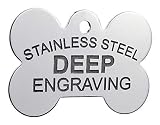 Pawsitively Pet Tags DEEP Custom Stainless Steel Pet ID Tags Front and Back Engraved Dog Tags Personalized for Dogs and Cats (XL Bone 1-1/3'x2)