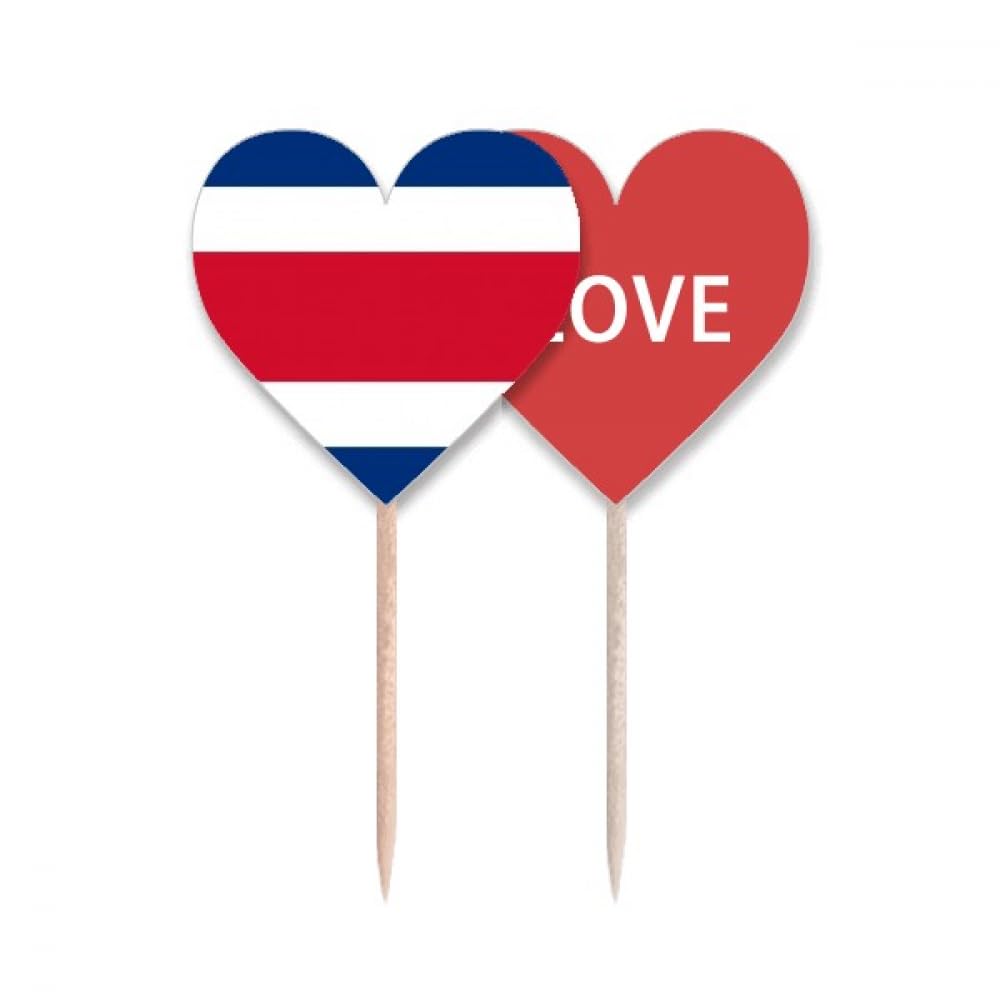 Drapeau Costa Rica cure-dents en coeur pour décoration de cupcake
