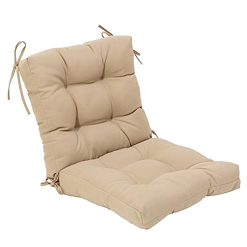 Image of QILLOWAY Outdoor Chair Cushion for Patio Furniture, Waterproof Patio Cushions with Ties, Fade Resistant Replacement Pads for Outdoor Rocking Chairs,Beige,Sand,Camel
