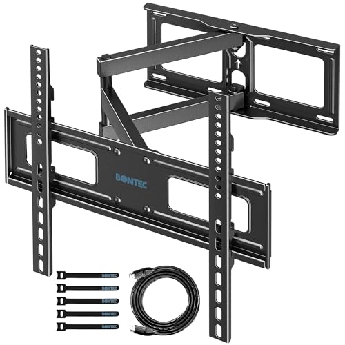 BONTEC TV Wandhalterung für 26-60 Zoll Flach und Curved-Fernseher, mit 500mm Wandabstand, Schwenkbar und Neigbar, Ausziehbare TV Halterung, Max. VESA 400x400mm, Bis zu 40kg, Perfekt für Eckmontage