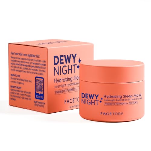 FACETORY Dewy Night Sleeping Mask Hydrating Overnight Face Mask with Probiotic Ferments Peptides and Hyaluronic Acid Fragrance-Free K-Beauty Skincare 50 ml