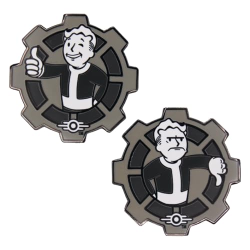 Fallout Black & White - Moneda de edición limitada coleccionable de Decision Flip Coin oficial inspirada en Vault-Tec, recuerdos postapocalípticos de jugadores, regalo para fanáticos y coleccionistas