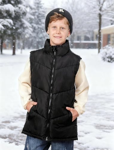 RAISEVERN Boys Puffer Vest Kids Zipper Winter Quilted Sleeveless Jacket with Pockets 5-12 Years4