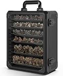 AKOZLIN Miniatures Transport de boîtier de rangement avec serrure Étui de transport noir-petit 6 Bacs magnétiques en métal & Cadre en alliage d'aluminium 32 × 17.5 × 40.5 cm