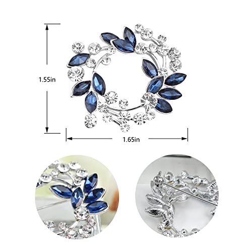 Image of Gyn&Joy Clear Crystal Rhinestone Floral Wreath Pin Brooch BZ005