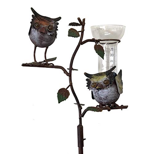 chemin_de_campagne pathin_de_countryside Rain Gauge Spiked Plant Support Decoration Garden Colourful Owls 125 cm x 23 cm x 21 cm