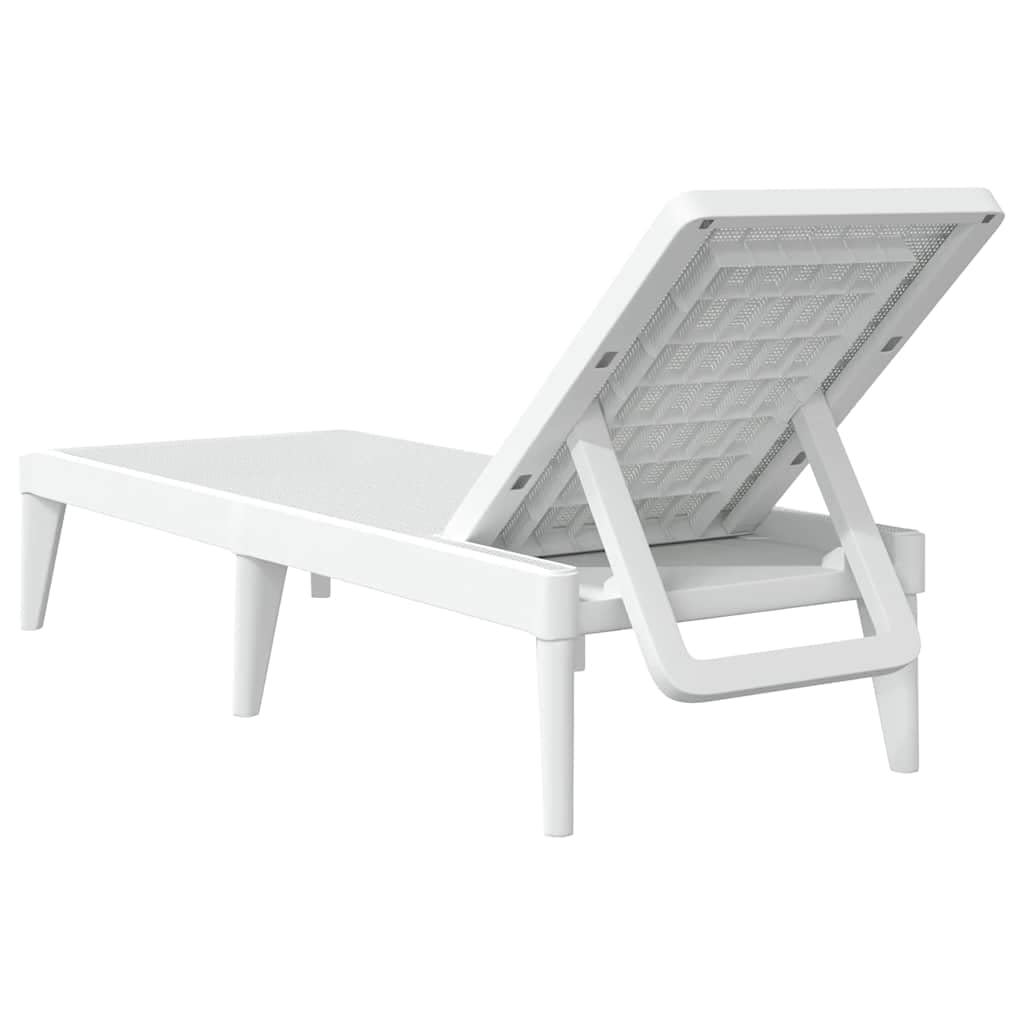 SYDE Leżanka PP biała 186 x 60 x 29 cm | Oparcie rozkładane w 4 pozycjach, wykończenie jutowe, lekkie, odporne na promieniowanie UV, bez poduszki