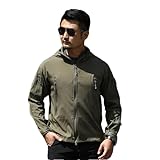 Herren-Wanderjacken, taktisch, winddicht, Softshell-Jacke, Klettermantel, mit Kapuze, En...