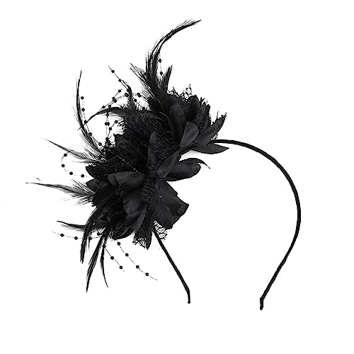 Bandeau Plume Année 20, Serre Tête Femme Vintage Élégant Fleur Serre-tête Bandeau de Plumes Fascinator Feather Headband Accessoires Cheveux pour Cocktail...