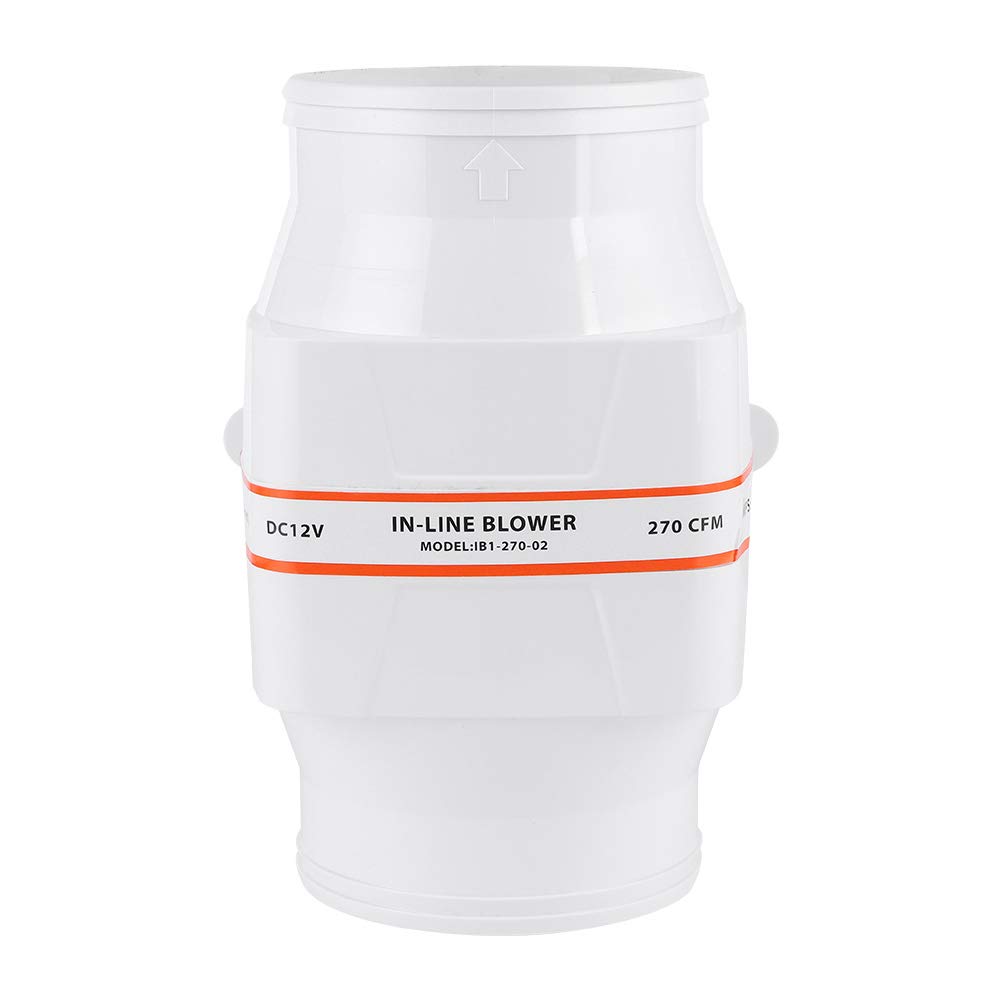 Soplador de Aire de Sentina, 4 Pulgadas, 270 CFM, Soplador de Aire de Sentina en Línea, Ventilador Eléctrico de CC Marino, Accesorio para Barco, 12 V, Color Blanco