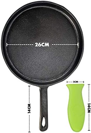 Tortillada  26cm Pre Seasoned Cast Iron Griddle/Pan + Hot Handle Holder + Recipes E-Book 50 Tortilla Recipes