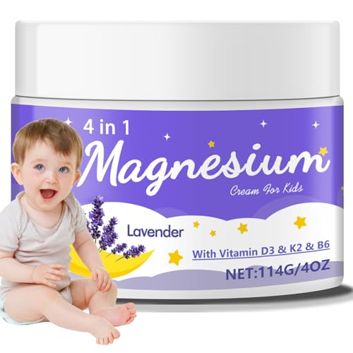 Leyoviz Magnesium Lotion for Kids Magnesium Cream for Babies Reduces Pre-Bed Anxiety & Extends Sleep Duration Lavender with Vitamins D3 K2 B6 Melatonin-Free for Sensitive Skin (4 Oz)-NML1682