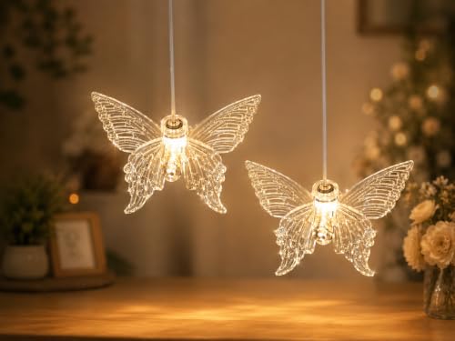 Image of Crystal Flying Bird Hanging Pendant Light Combo Pack of 2 | Decorative LED Wall Plug Lamp for Living Room, Bedroom, Home Decor | Luxury Bird Chandelier Hanging Light