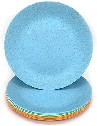 Yalin Wheat Straw Lightweight PP Dinner/Lunch Plate Set,10 Inch Round Unbreakable Salad Plates Picnic Plates for Holiday Party,Break-Resistant,Dishwasher and Microwave Safe,BPA Free,Multicolor(Pack 8)