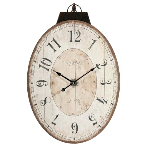 UPPER DECOR 29 Inch Oval Wall Clock, Silent Non-Ticking Decorative Wall Clock for Living Room, Modern Farmhouse Clock Battery Operated for Home Decor, Diningroom