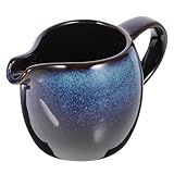 SHINEOFI Jarra Diseño Europeo Creativo con Asa y Vertedor de Cerámica Azul Fácil de Limpiar para Leche y Crema Adecuado para Cafeterías y Té Tarde