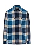 camel active Herren Kariertes Overshirt mit Taschen und Lockerem Schnitt Wasserblau, menswear-5XL
