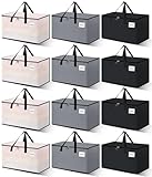 NATURELUX Heavy Duty Moving Bags and Moving Boxes - Extra Large Packing Bags and Storage Totes, Collapsible and Foldable Option for Moving and Storage, Multicolored, 93 L - 12 Pack